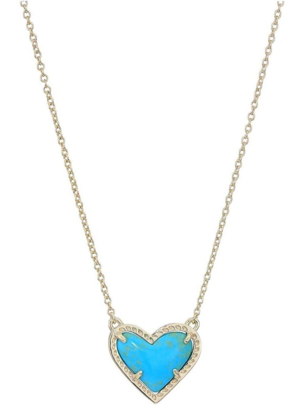 Women's Gold Turquoise Heart Adjustable Length Jewellery Pendant Necklace